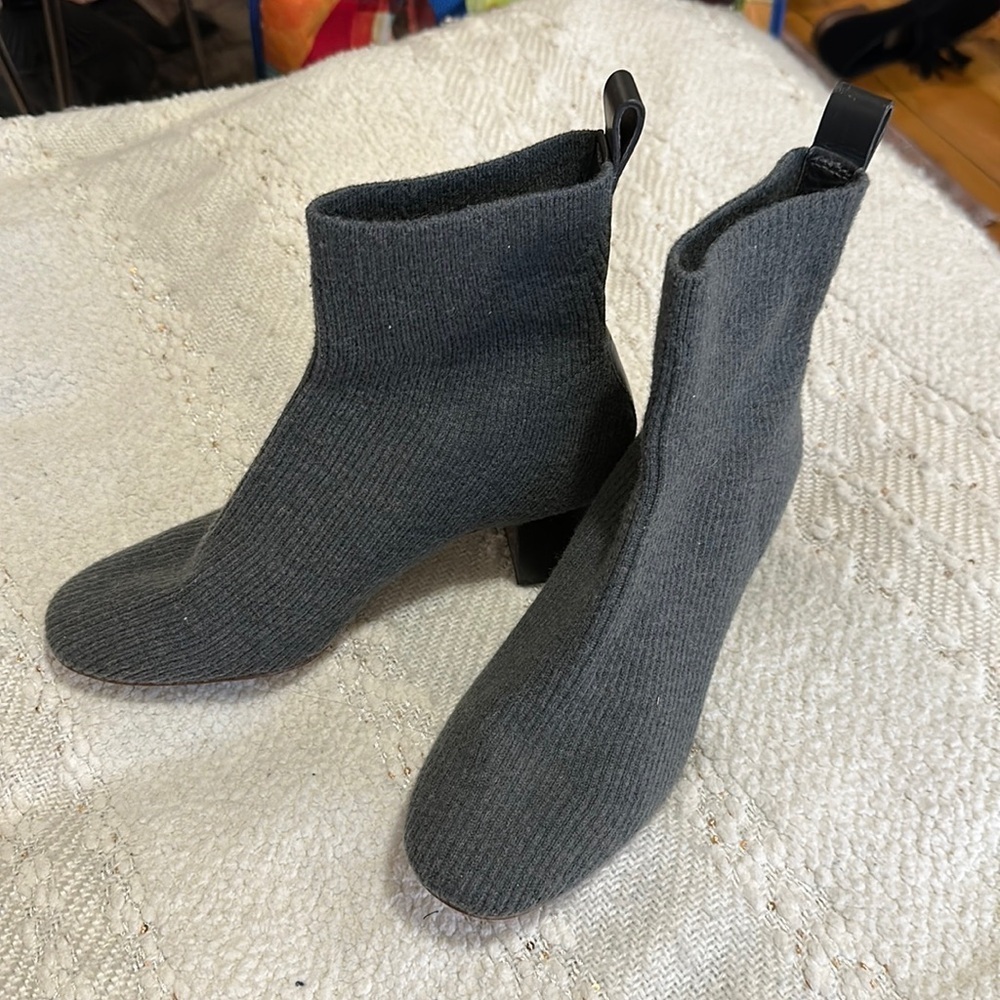 Everlane Dark Charcoal Knit Sock Ankle Boots